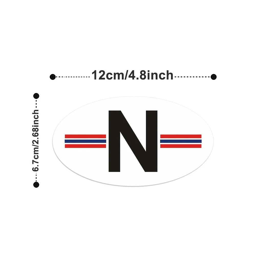1PC Norway N Country Code Car Sticker EU Nationality Decal Waterproof Rear Window Auto Decoration