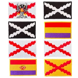 Spain Cross Of Burgundy National Flag Small Embroidery Patch Clothing Backpack Hat  Decoration Armband Iron-On Or  Hook And Loop