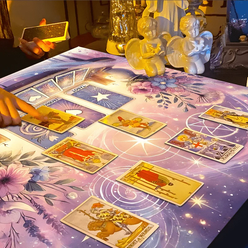 1pc a Mystical Celestial Altar Cloth Featuring Floral And Cosmic Designs, Perfect Card Readings