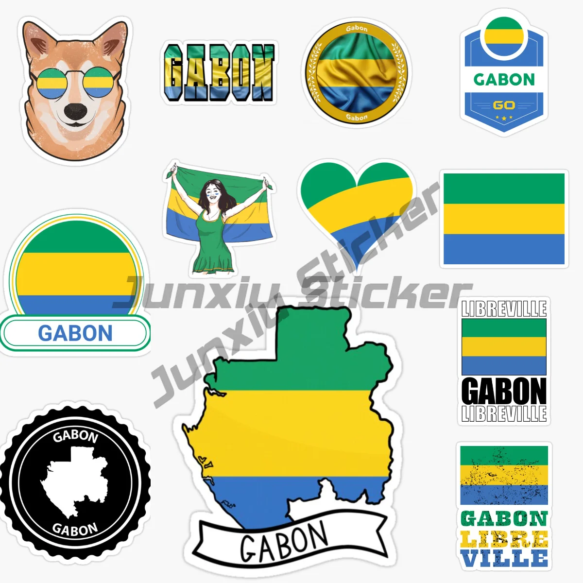 

Creative GABON Stickers GABON Flag Map PVC Sticker GABON Coat of Arms Vinyl Car Decals for Motorcycle Helmet Camper Decor