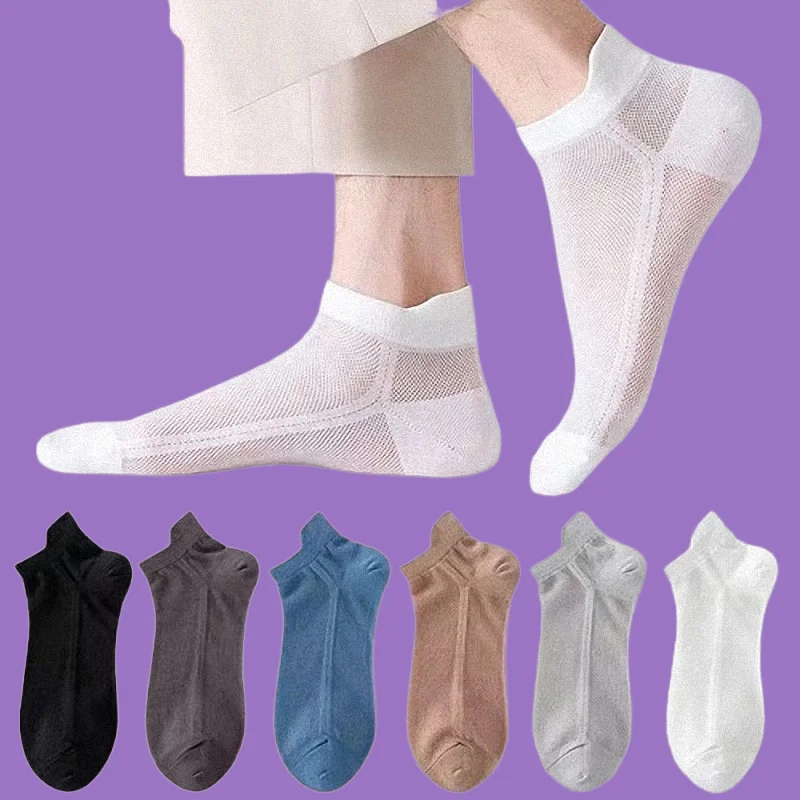 Calcetines finos de verano para hombre, calcetín desodorante, absorbente del sudor, transpirable, poco profundo, 6/12 pares