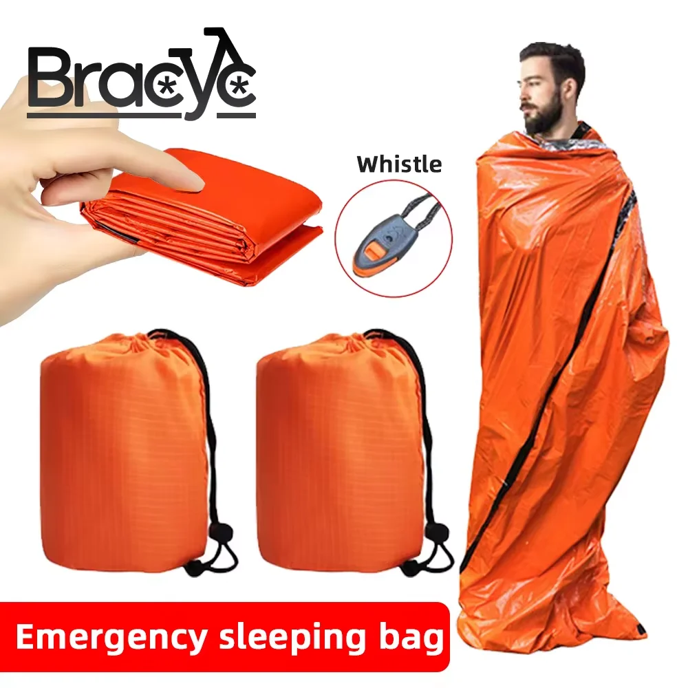 Emergency Sleeping Bag Portable Survival Bivy Sack PE Aluminum Film Warm Waterproof Thermal Blanket Camping Outdoor Equipment