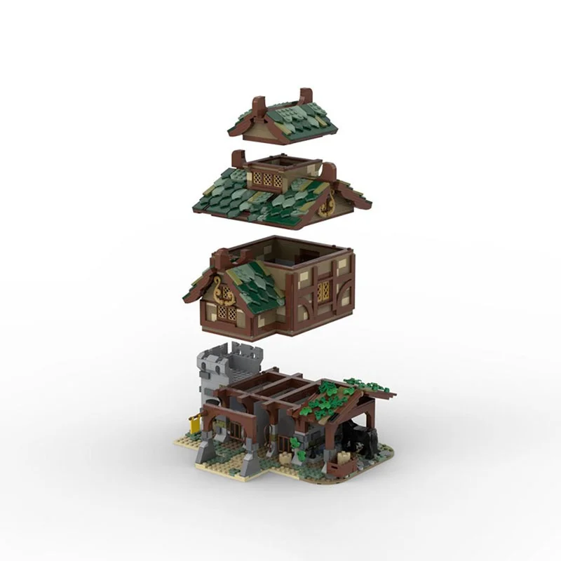 1548pcs MOC MEDIEVAL STABLE Modulared Model Building Blocks Toys Architecture Christmas Gift Assemble DIY Idea Brick Birthday