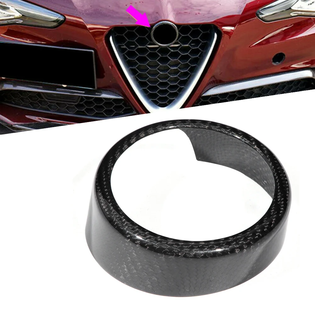 

Carbon Fiber Front Grill Badge Sign Surround Bracket Trim Fit for Alfa Romeo Giulia 17-19
