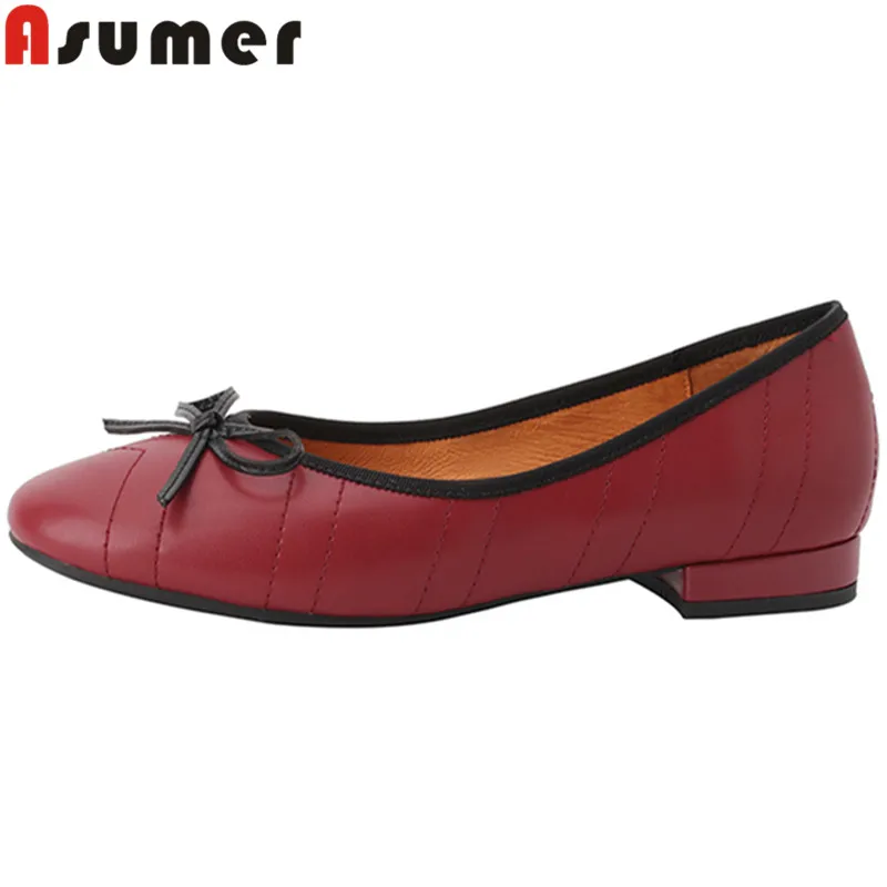 

ASUMER 2022 New Butterfly Knot Ladies Square Low Heels Dress Shoes Sheepskin Shallow Shoes Slip On Fashion Women Pumps