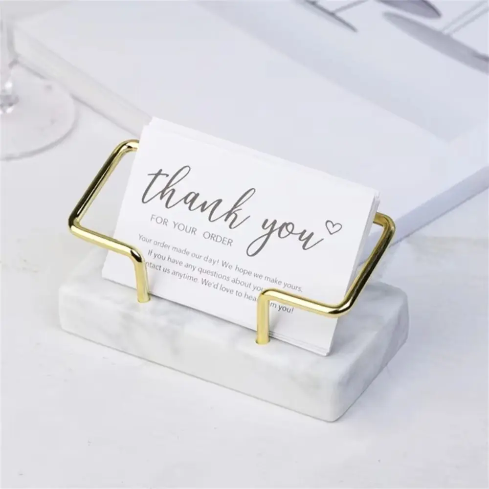 Marble Material Marble Business Card Holder Metal Frame Gold Metal Frame Metal Business Card Holder Durable Materia