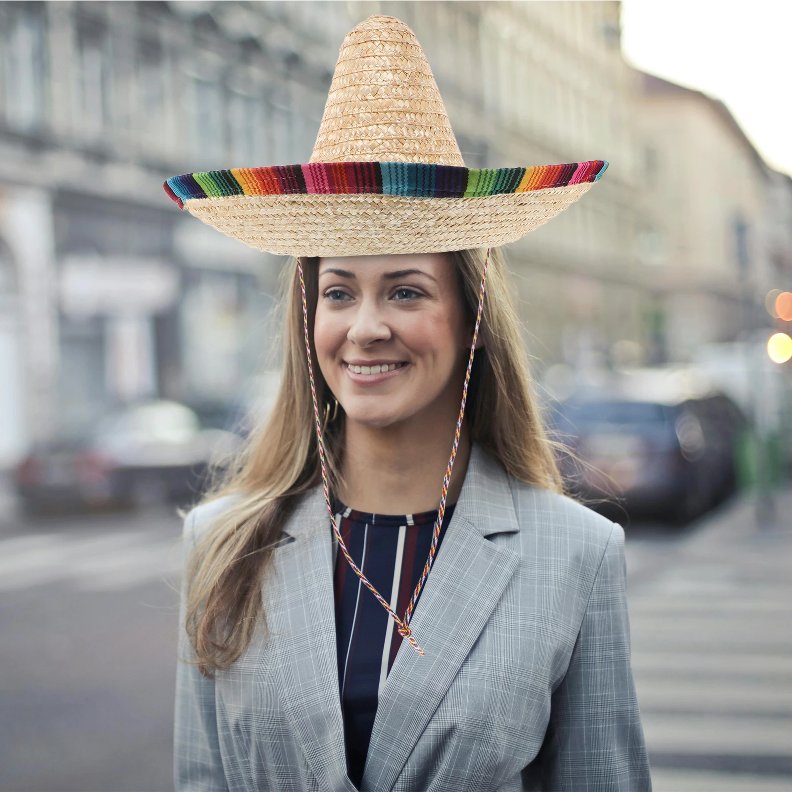 

Funny Mexican Sombrero Hat Straw Wide Brim Party Accessory Lightweight Adjustable For Halloween Carnival Costume Decorations