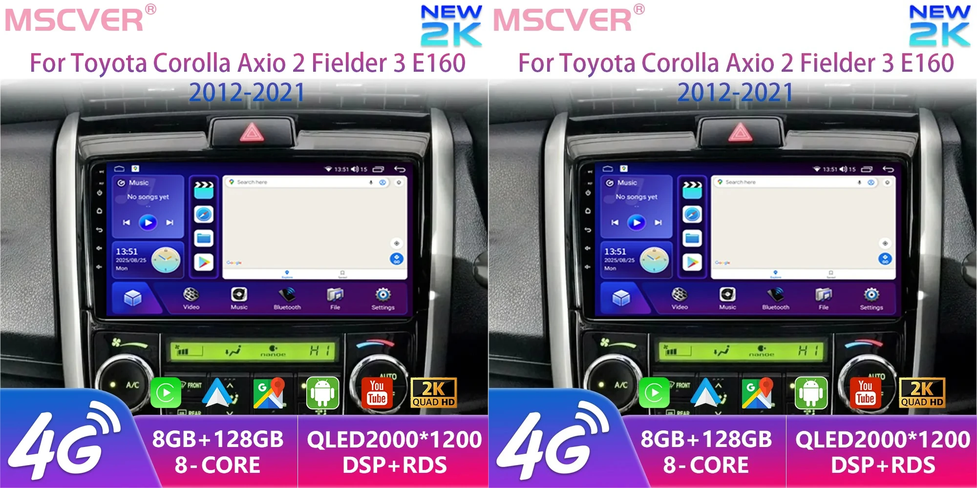 

Android15 For Toyota Corolla Axio 2 Fielder 3 E160 2012 - 2021Car Radio Multimedia Video Player GPS Navigation Carplay autoradio