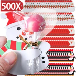 500/25x Christmas Lollipop Paper Cards Cartoon Snowman Santa Claus Candy Package Wrapping Kids Gifts New Year Party Decoration