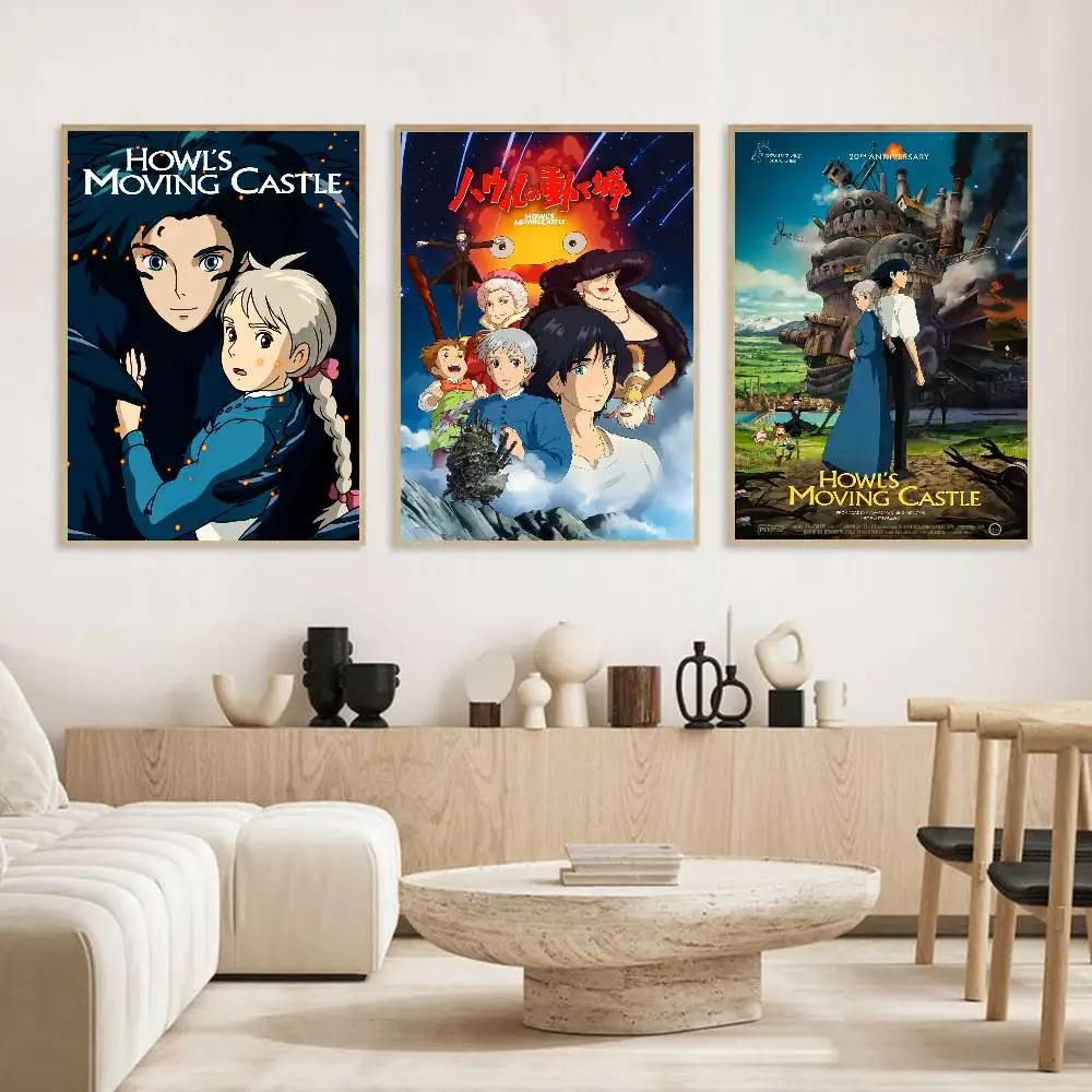 H-Howl's M-Moving C-Castle أنيمي المشارك HD الفن لزجة جدار مقاوم للماء غرفة المعيشة المنزلي غرفة نوم بار الديكور الجمالي