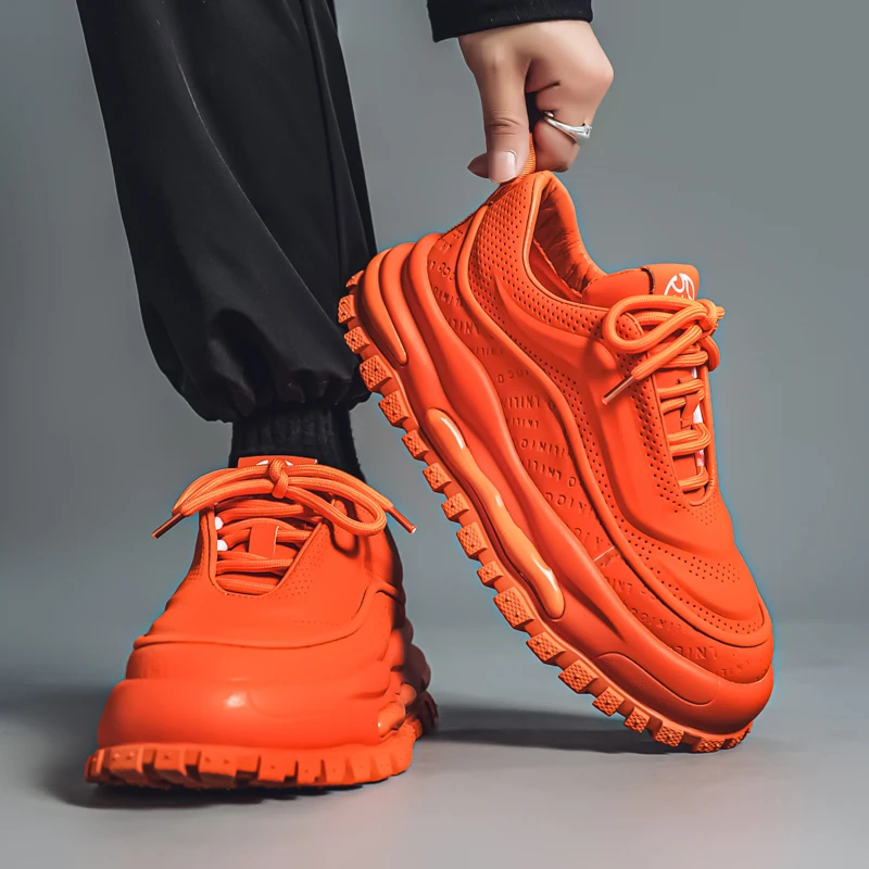 

Casual Men's Shoes Solid Colour Men Chunky Sneakers Platform Breathable Male Footwear Autumn Increase Board Youth Tide Shoes New