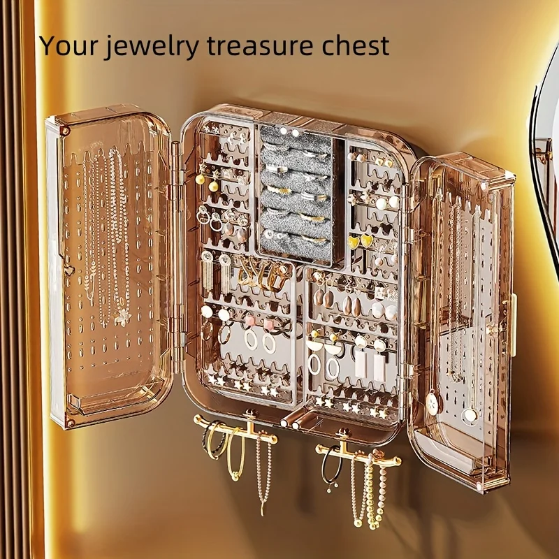 Premium Jewelry Organizer, Large Capacity Wall-mounted  Box, Multi-functional Earring Necklace Accessory Display Rack,  Decor, R