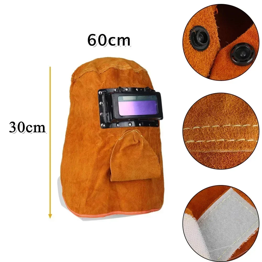 Solar Auto Dimming Filter Lens Welder Leather Cover Welding Helmet Mask Splash Proof For Eye Nose Protection Welding Accessories