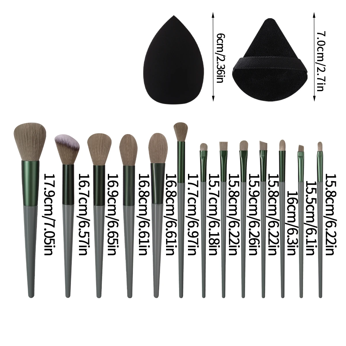 13pcs Sijiqing Makeup Brush Set: Portable soft-bristled loose powder blush eyeshadow brush+4PCS makeup powder puff and spongeegg