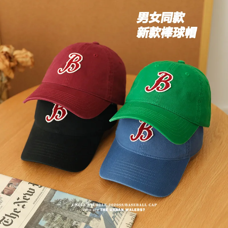 Baseball cap manufacturer direct sales original design B letter Korean version versatile soft top duck tongue hat wholesale