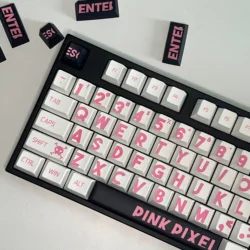 Pink Words Keycaps Set 132 Key PBT Keycap Ergonomic Cute Key Cap for Mx Cherry Profile Gateron Switch Mechanical Keyboard Kit