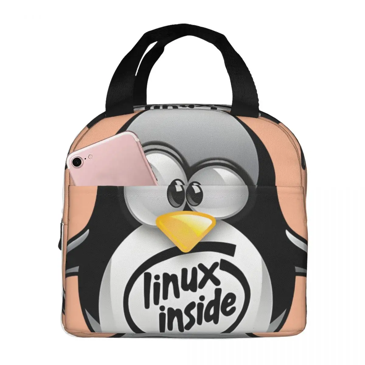 For Work Office Little Multifunction Strengthen Handles L-Linux Tux Mascot Lunch Food Box Teen Girl Boy Men Women Adult Travel