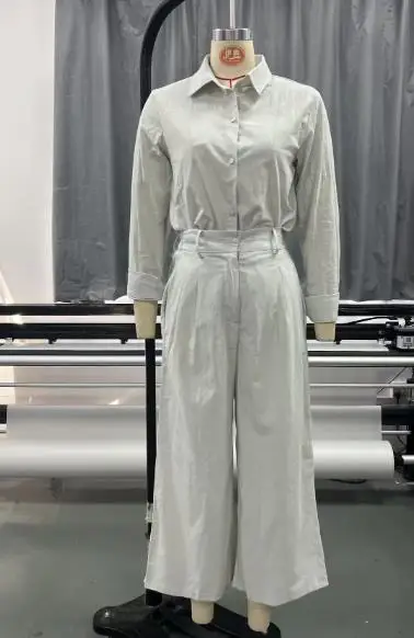 

2026 New Fashionable Women's Casual Commuter Office Cardigan Long-Sleeved Top and Loose Wide-Leg Pants 2-Piece Set