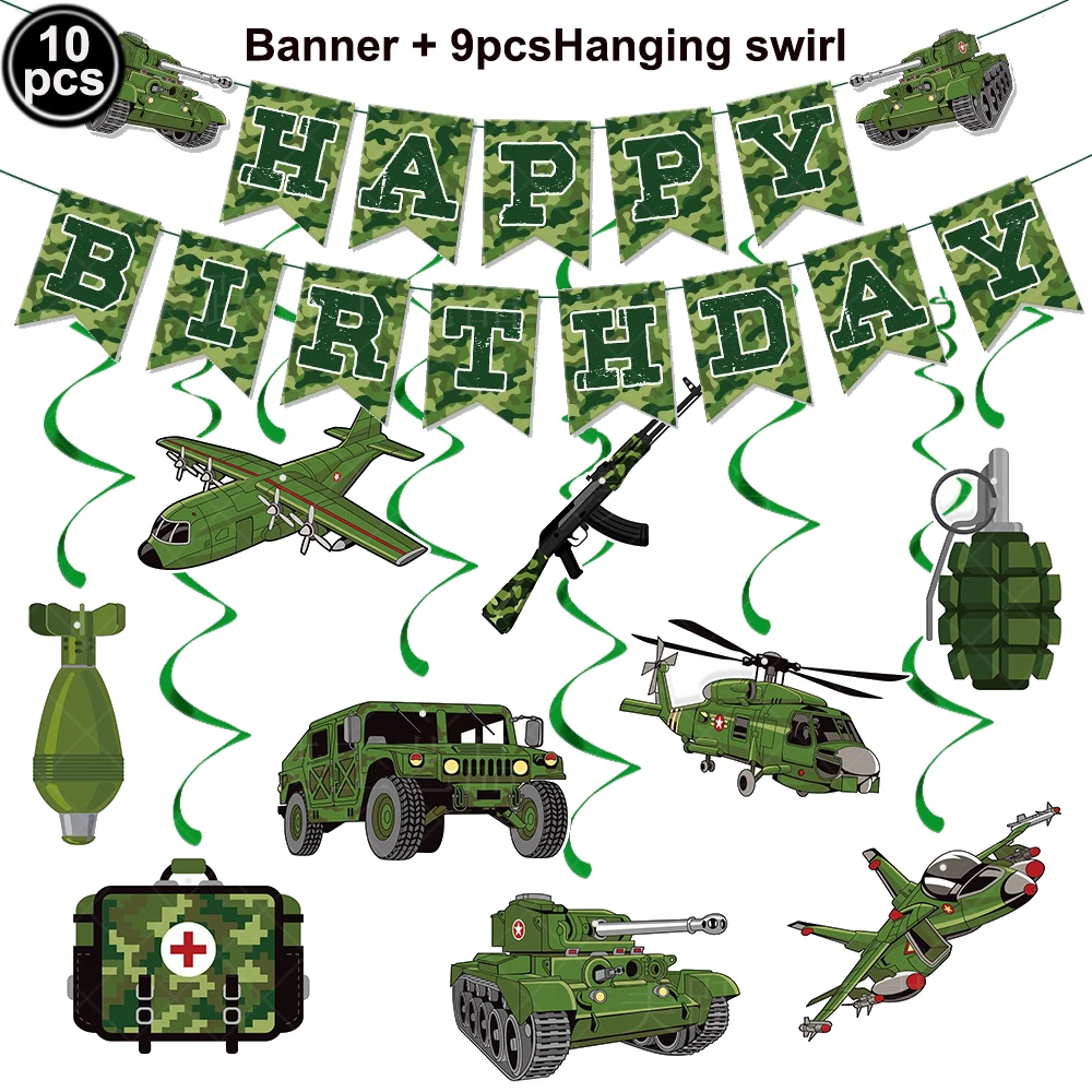 Tarnfarben-Militärpanzer Tortendekoration Cupcake-Deko Happy Birthday Schild Soldat Tarnfarben Armee Militär Geburtstagsparty Dekoration – Detail 4