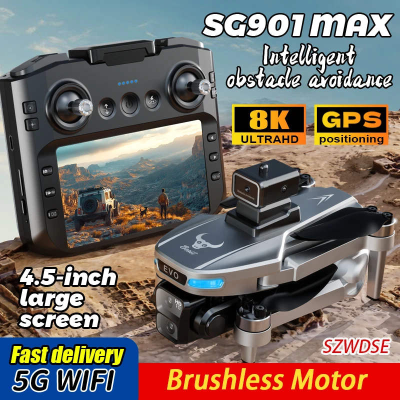 SG901 MAX Drone FPV Brushless Quadcopter With Obstacle Avoidance Touch Screen Remote Control With Screen Toys Christmas Gift