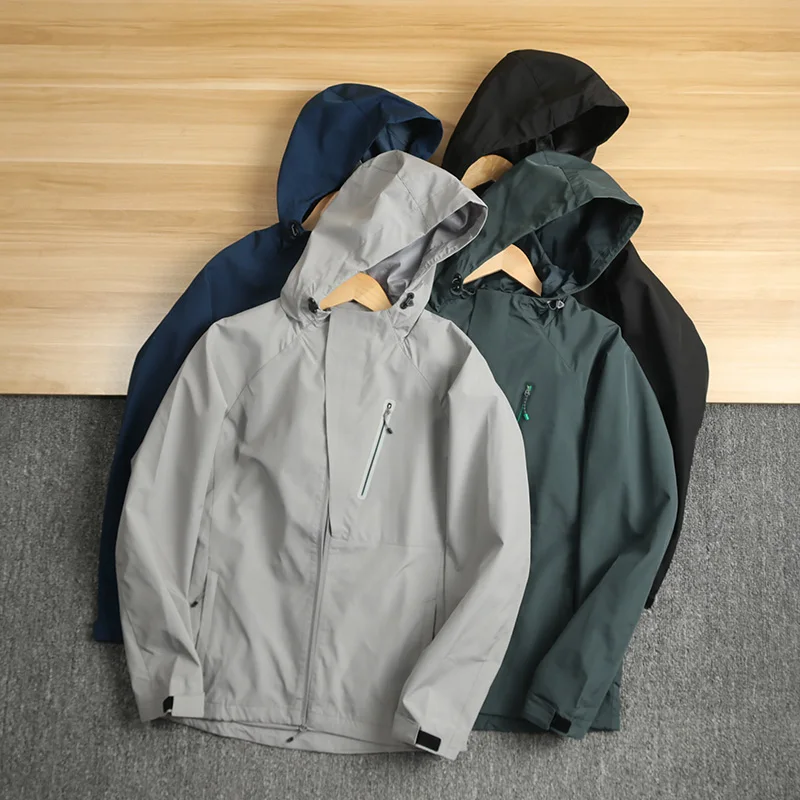 

3D пошив, мужская повседневная уличная куртка с ветрозащитным капюшоном на молнии, весенне-осенняя водонепроницаемая спортивная куртка с подставкой