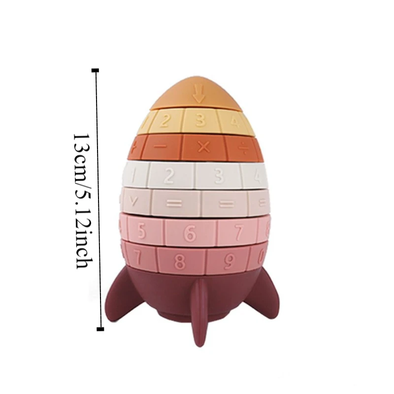 Zwinge Rakete Stapelspielzeug Montessori Spielzeug Rotierender Regenbogen Drehring Turm Früherziehung Stapelbar