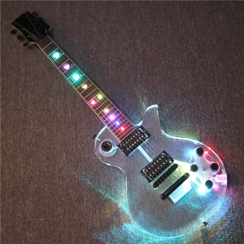 Afanti Music Acrylic Body 7 Strings Electric Guitar With Changing LED Lights (PAG-108)