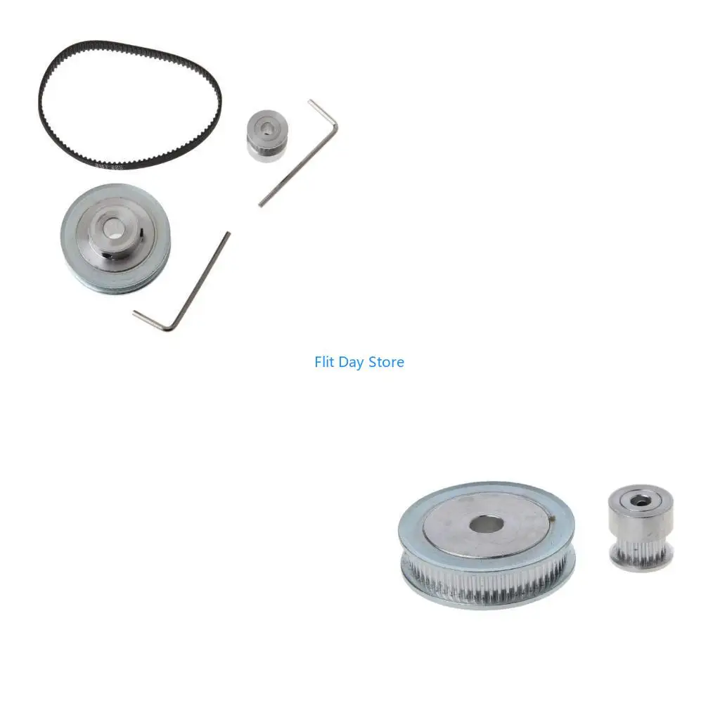 F92C 1 Set GT2 Timing Belt Closed-loop 200mm Pulley 20 Teeth and 60 Teeth Reduction 3:1 for 3D Printer Accessories