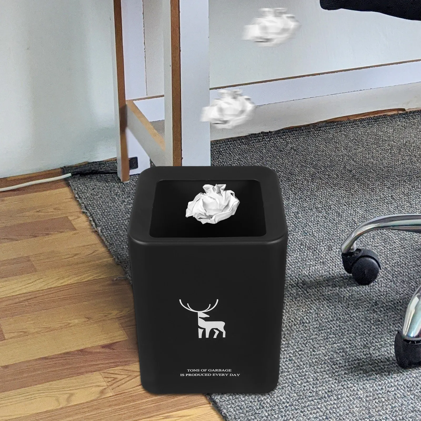 Modern Slim Profile Trash Can for Kitchen Bathroom Under Sink Space Efficient Plastic Waste Basket Medium Capacity Garbage Bin