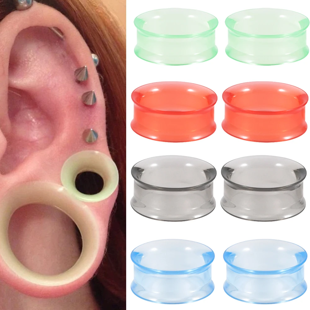 8PCS/Lot Hollow Acrylic Double Flared Saddle Ear Piercing Plugs Tunnels Expanders Body Jewelry Earring Gauges Stretchers 6-25mm