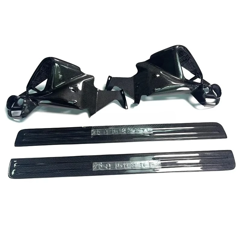 Dry Carbon Fiber Car Interior Kits Air Conditioner Air Outlet Center Console Base Door Sills Trim for  488 GTB Spider