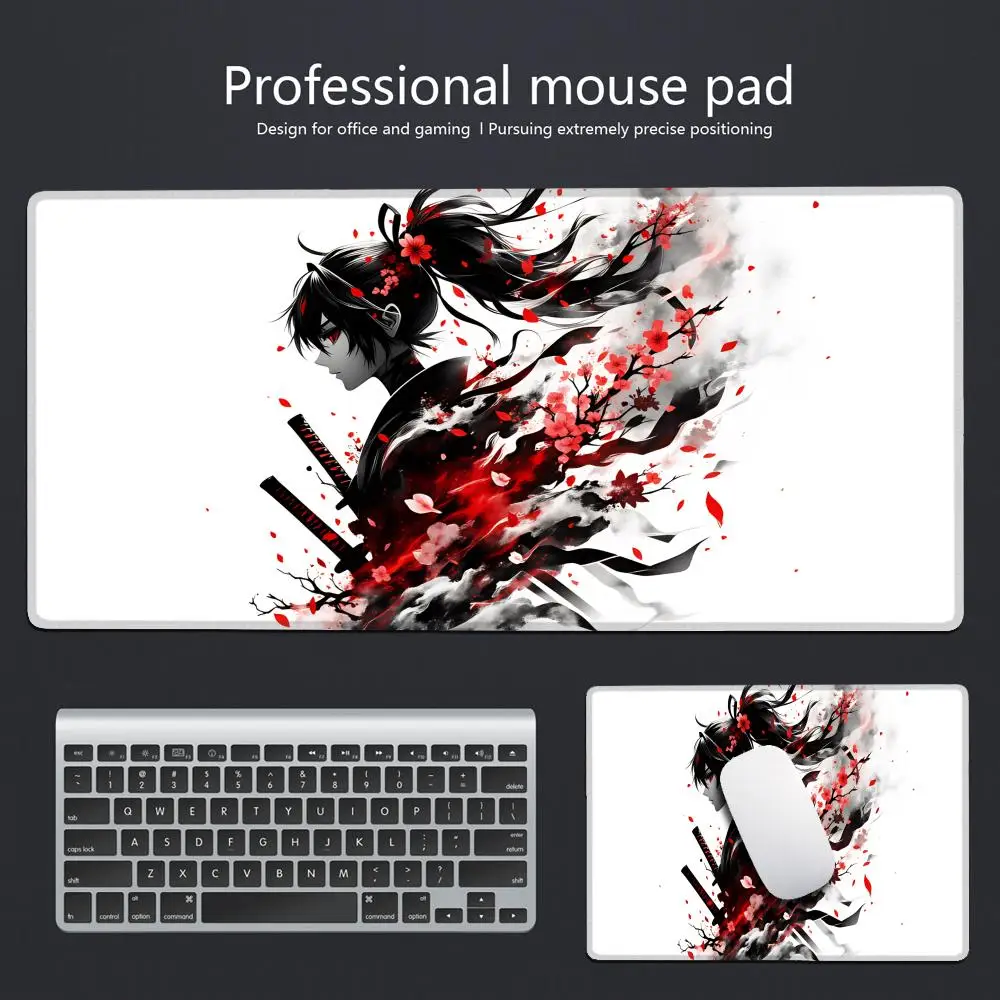 

HYBXAXC Samurai Warrior ink wash style Mouse Pad Gamer Computer Keyboard Table Mat Black Mousepad Gaming Laptop Desk Accessory