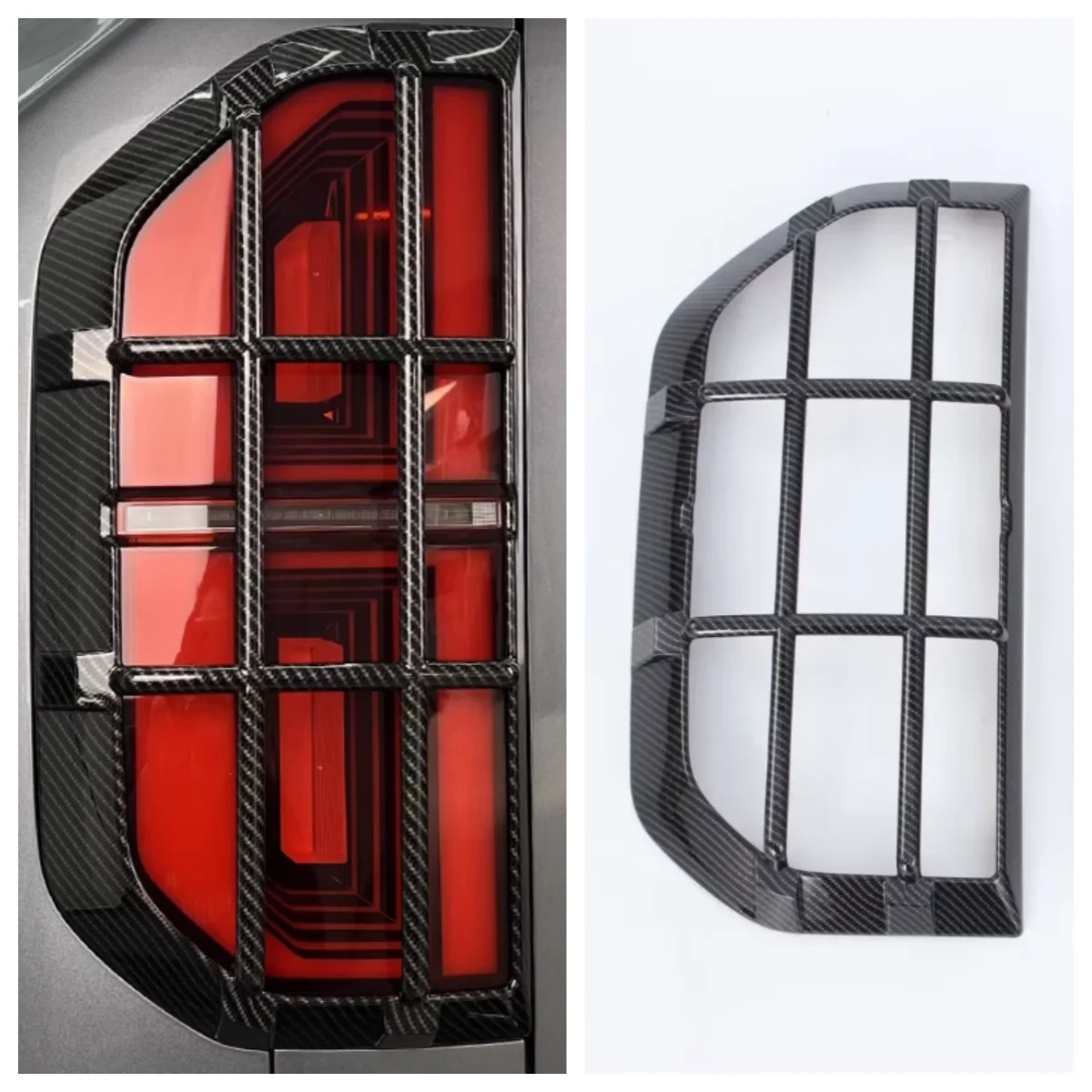 

Suitable for 2023 2024 BYD Formula Leopard 5 rear taillight lampshade ABS Parts decoration carbon fibre Bright black 2 piece set