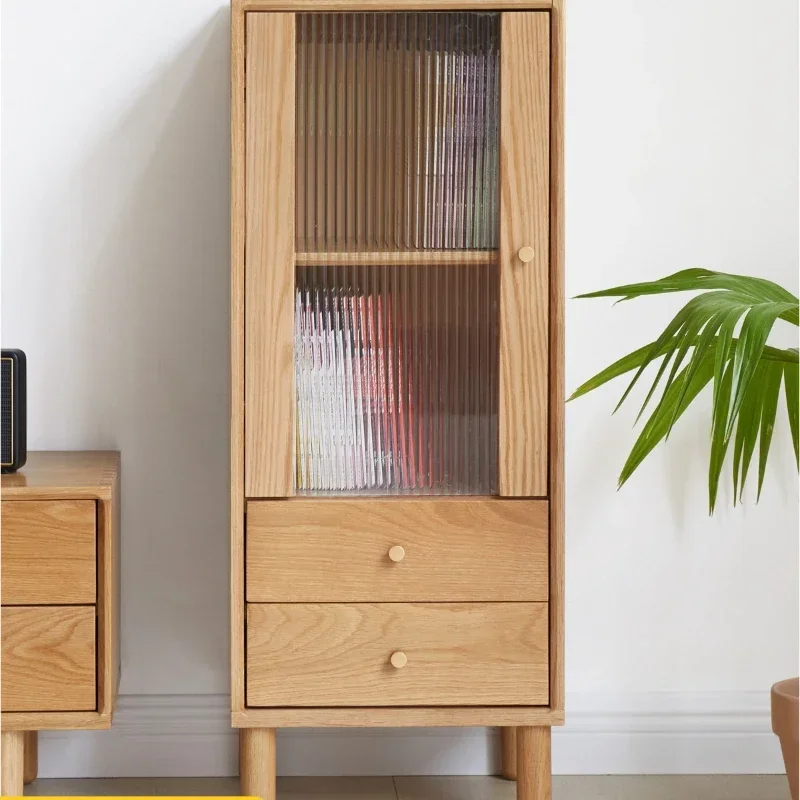 

Solid Wood TV Side Cabinet Modern Minimalist Oak Clothes Closet Nordic Small Apartment Living Room Locker Display Cabinet