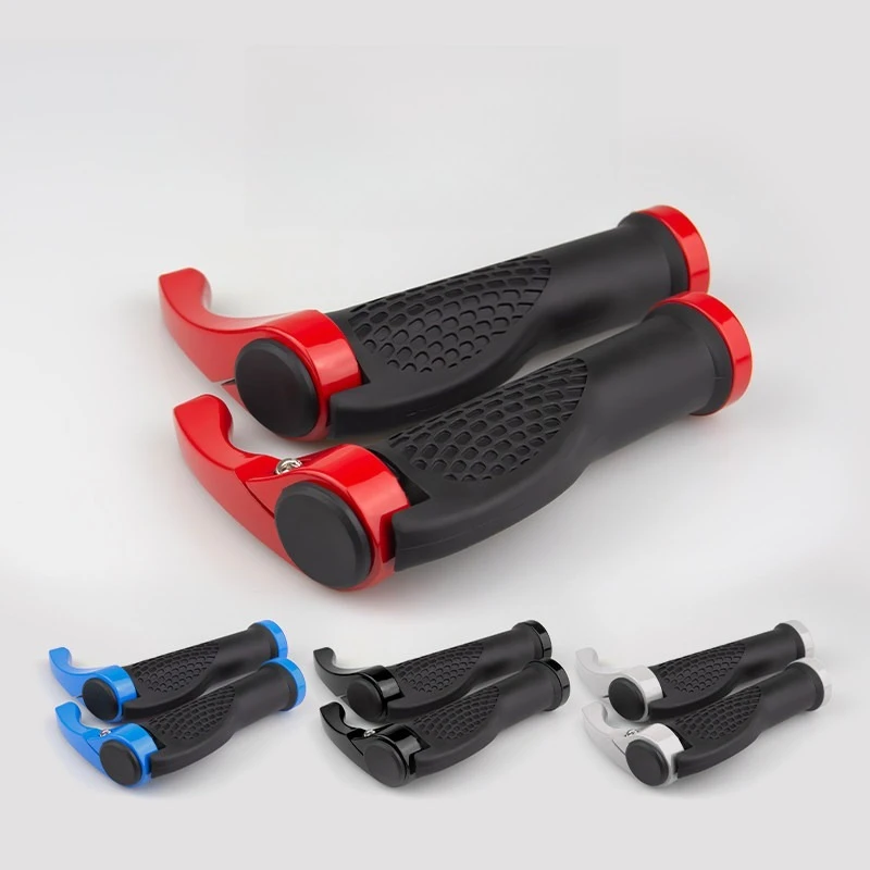 Mountain Bike Handlebar Grips, Adjustable Horn Bar Ends, Non-Slip Rubber Bicycle Grips with Aluminum Lock On, 22mm Universal