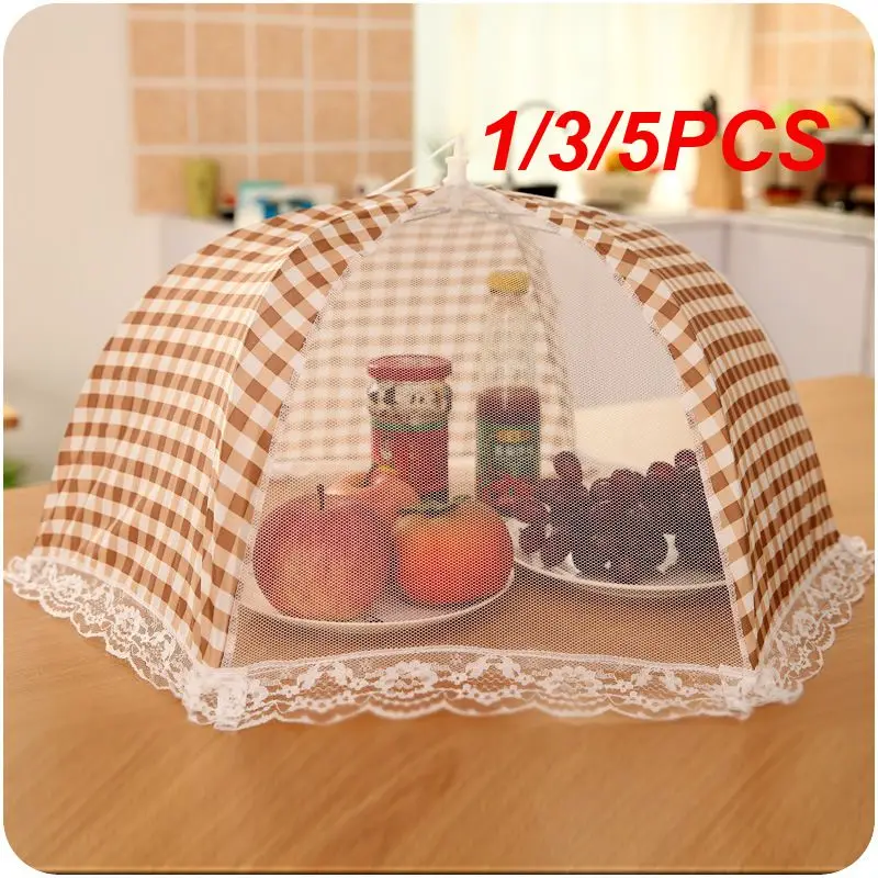 1/3/5PCS Portable Food Cover Umbrella -Up Mesh Screen Food Cover Net Tent Breathable Folded Dome Anti Fly Mosquito