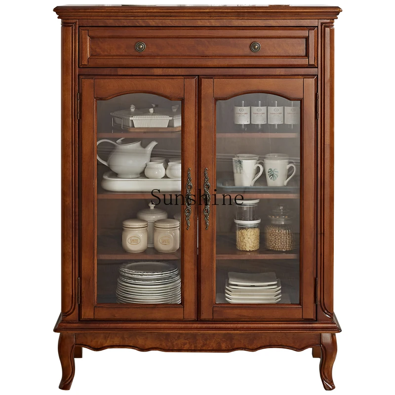 

American small apartment solid wood dining side cabinet living room wall locker