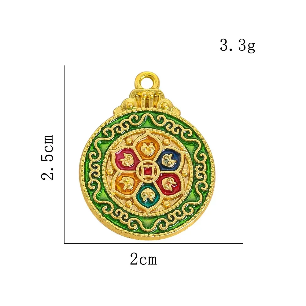 Copper Circular Mantra Charms Rune Engraving Golden DIY Making Necklace Bracelet Backpack Ornaments Amulet Gift Fashion Jewelry