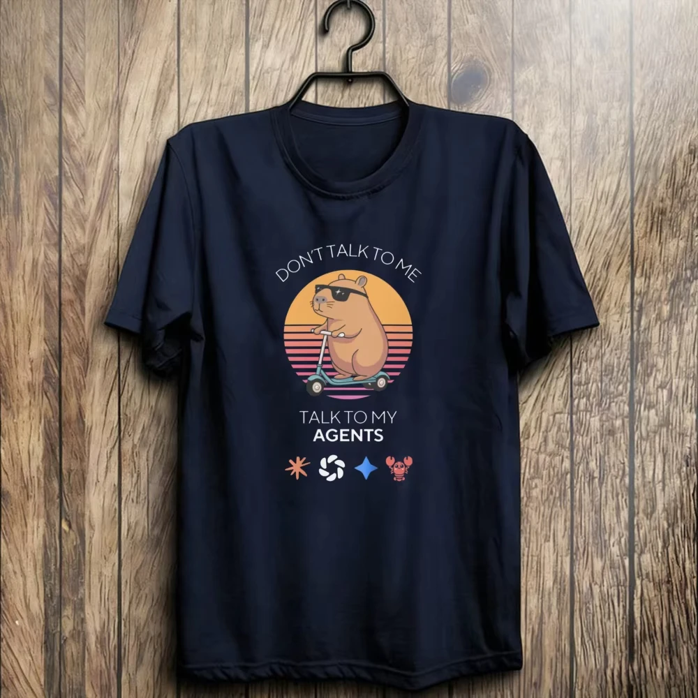 Funny AI Agents T-Shirt Capybara Tech Humor Tee Software Engineers Coders & AI Lovers Print Tees Don't Talk To Me Capybara Tops