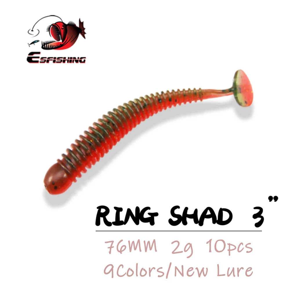 ESFISHING Swing Impact 3in Ring Shad Artificial Soft Baits For all fish Salts Jigging Bass Pesca Fishing Lures