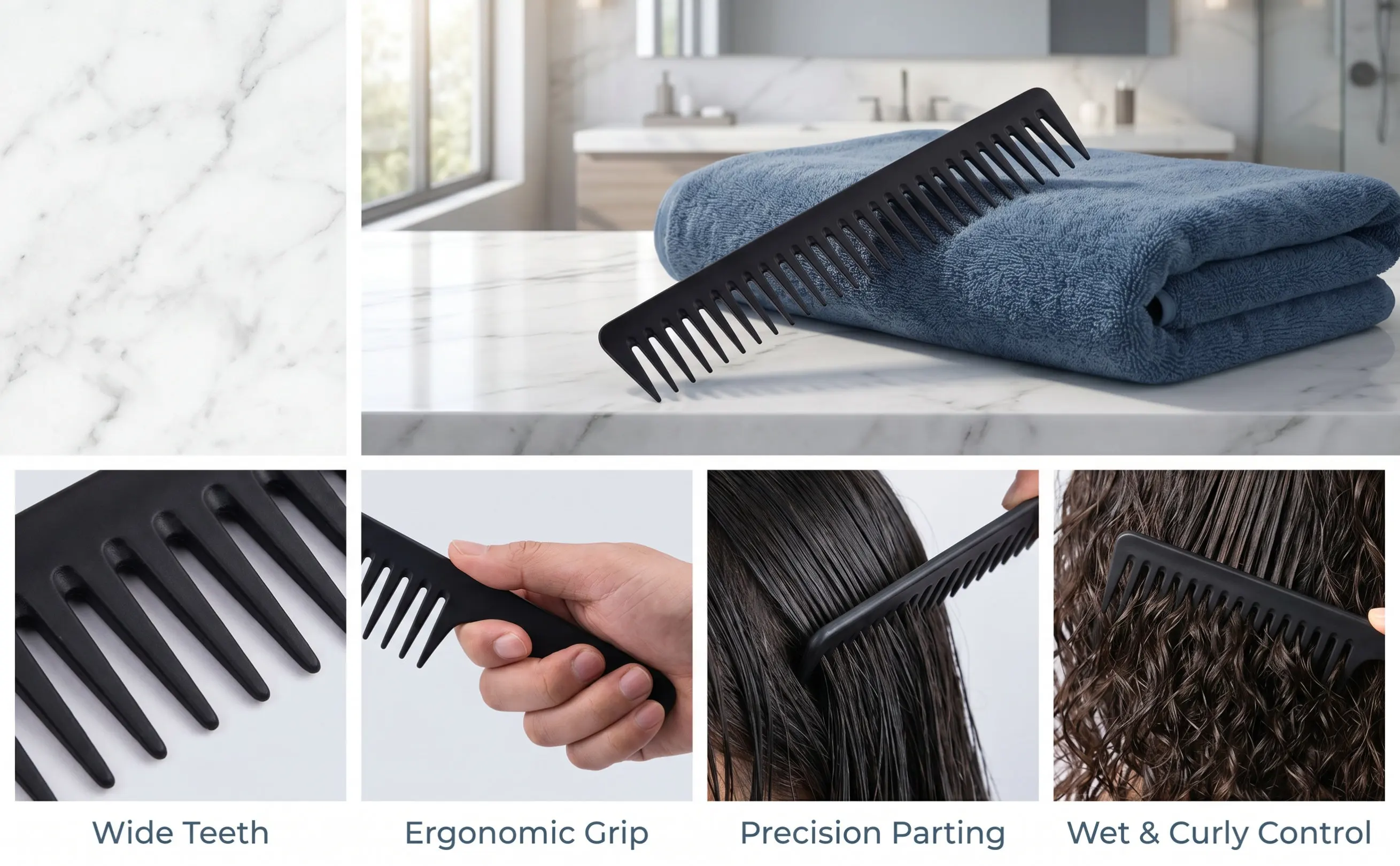 Vintage Hair Comb Wide Teeth Slicked-Back Styling Comb for Men Anti-Static Unbreakable Lightweight Smooths Hair Promotes
