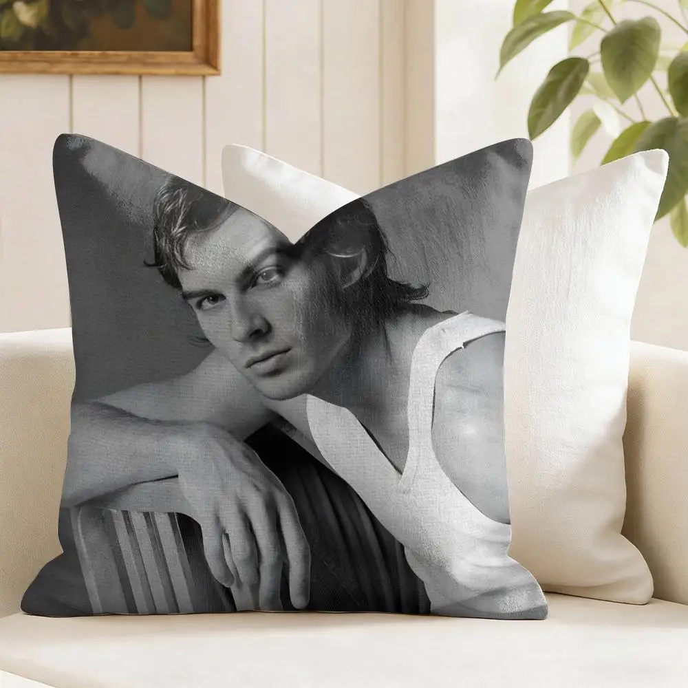 I-Ian S-Somerhalder Actor Cushion Cover Eco Linen Pillow Case Double-Sided Print Breathable Durable Zipper Home Decor Gift