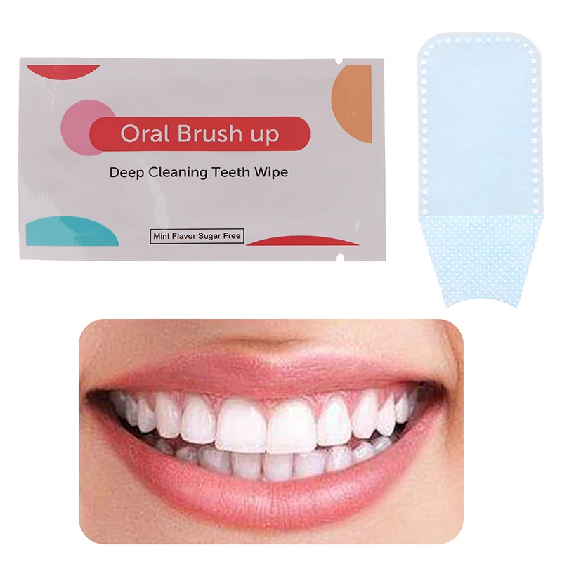 10 Pcs Oral Cleaning Erasers Disposable Teeth Deep Cleaning Wipes Brush Up Mint Flavor Oral Hygiene Residue Stains Remove Wipe