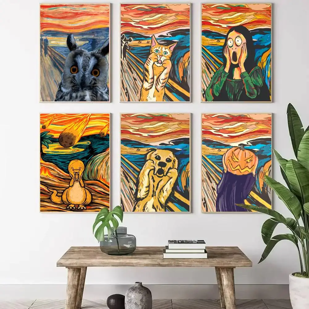 Funny Abstract Painting The Scream Painting Calligraphy Canvas Poster Wall Art Aesthetic Home Decoration for Living Room