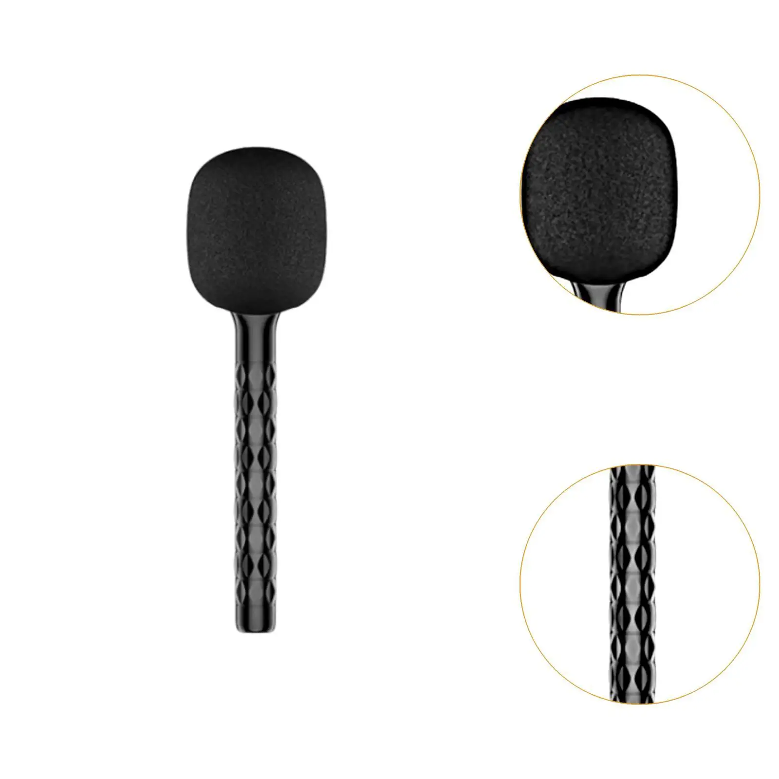 Handheld Lavalier Interview Microphone Adaptor Universal with Windproof Sponge Microphone Handheld Grip Stick Black Mic Stand
