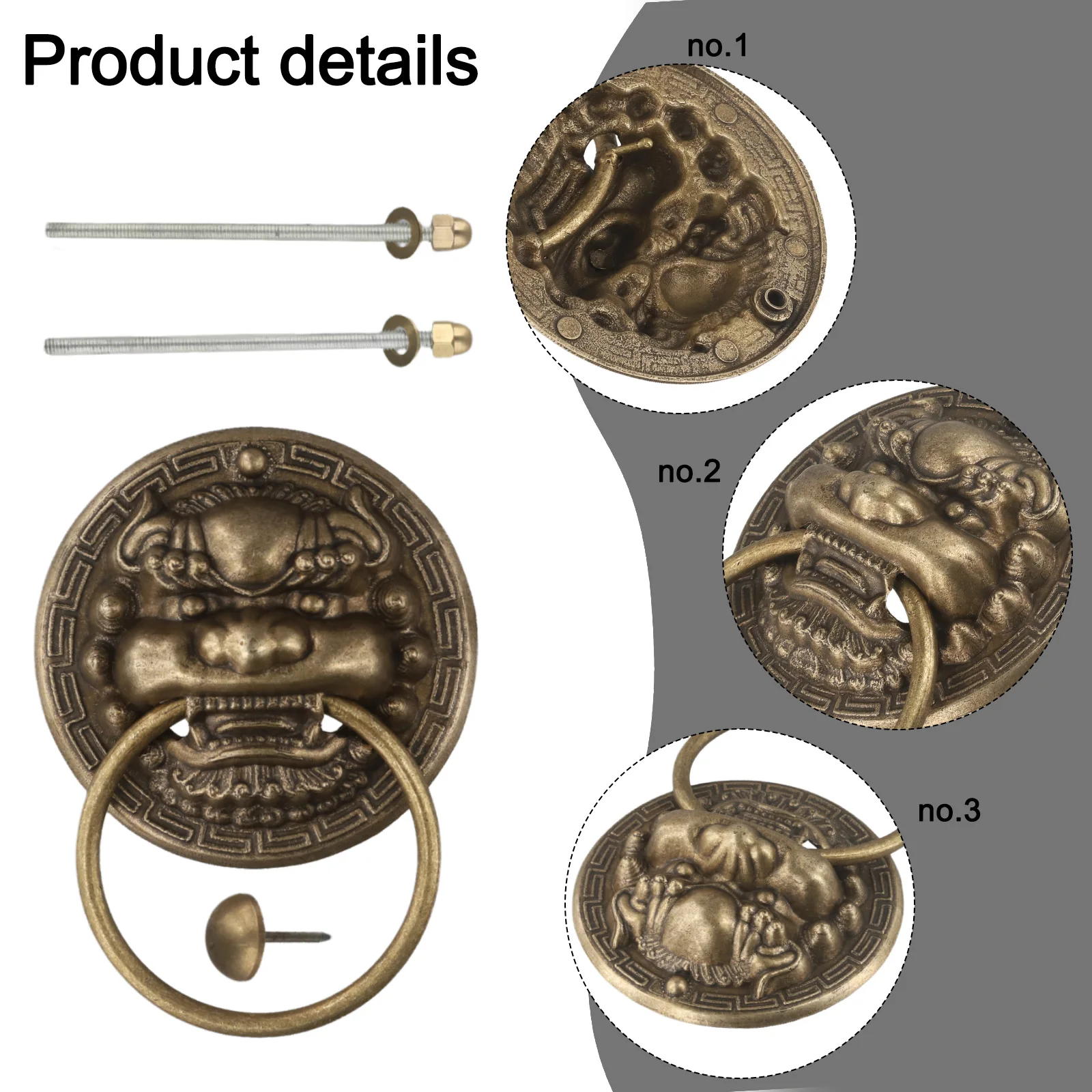 

Дверное кольцо с головой зверя Антикварная дверная ручка Античная бронзовая отделка Удобная ручка Простая установка Элегантный декор