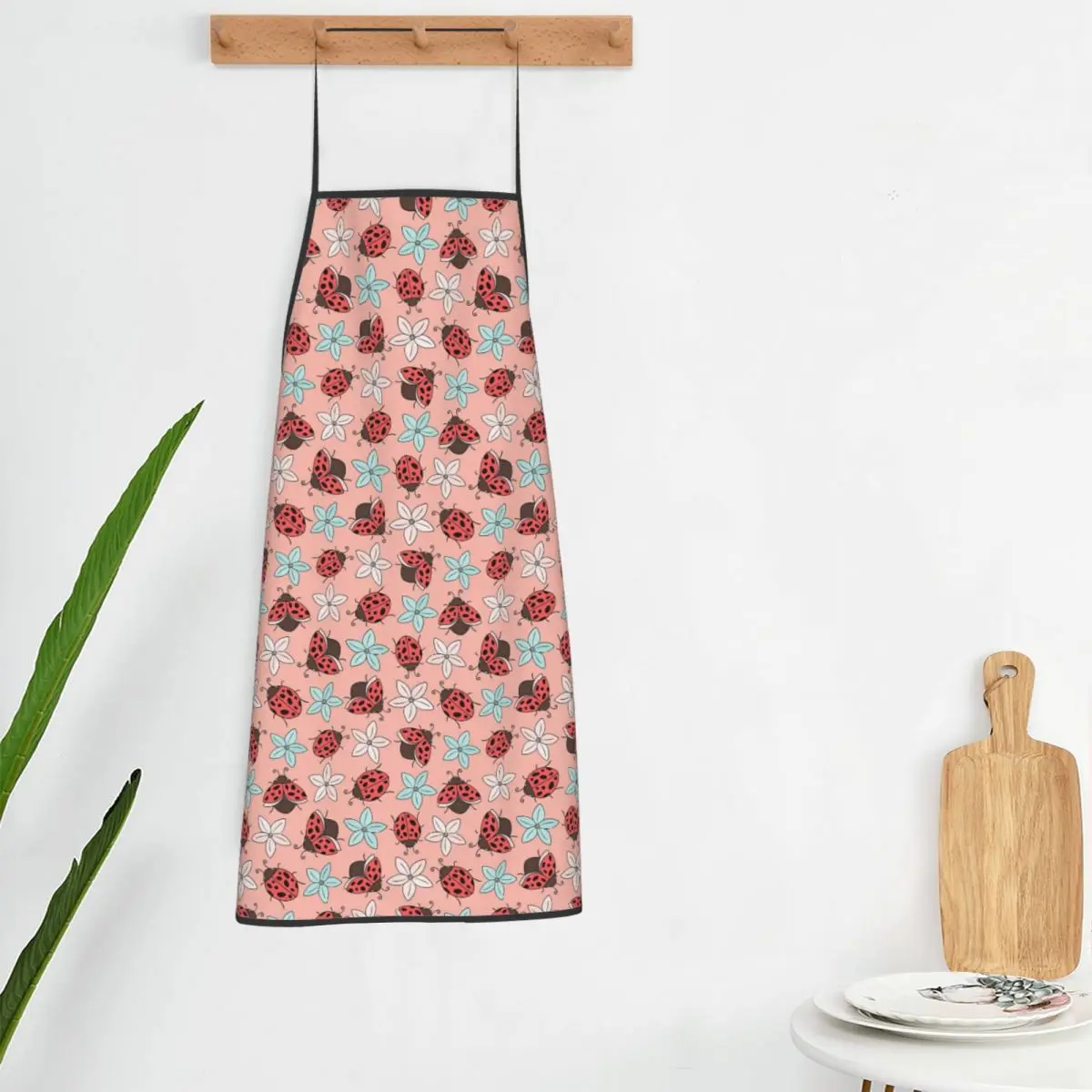 Ladybugs And Flowers (4) Apron Chef Cooking Baking Tablier Bib Kitchen Cleaning Pinafore for Women Men Painting