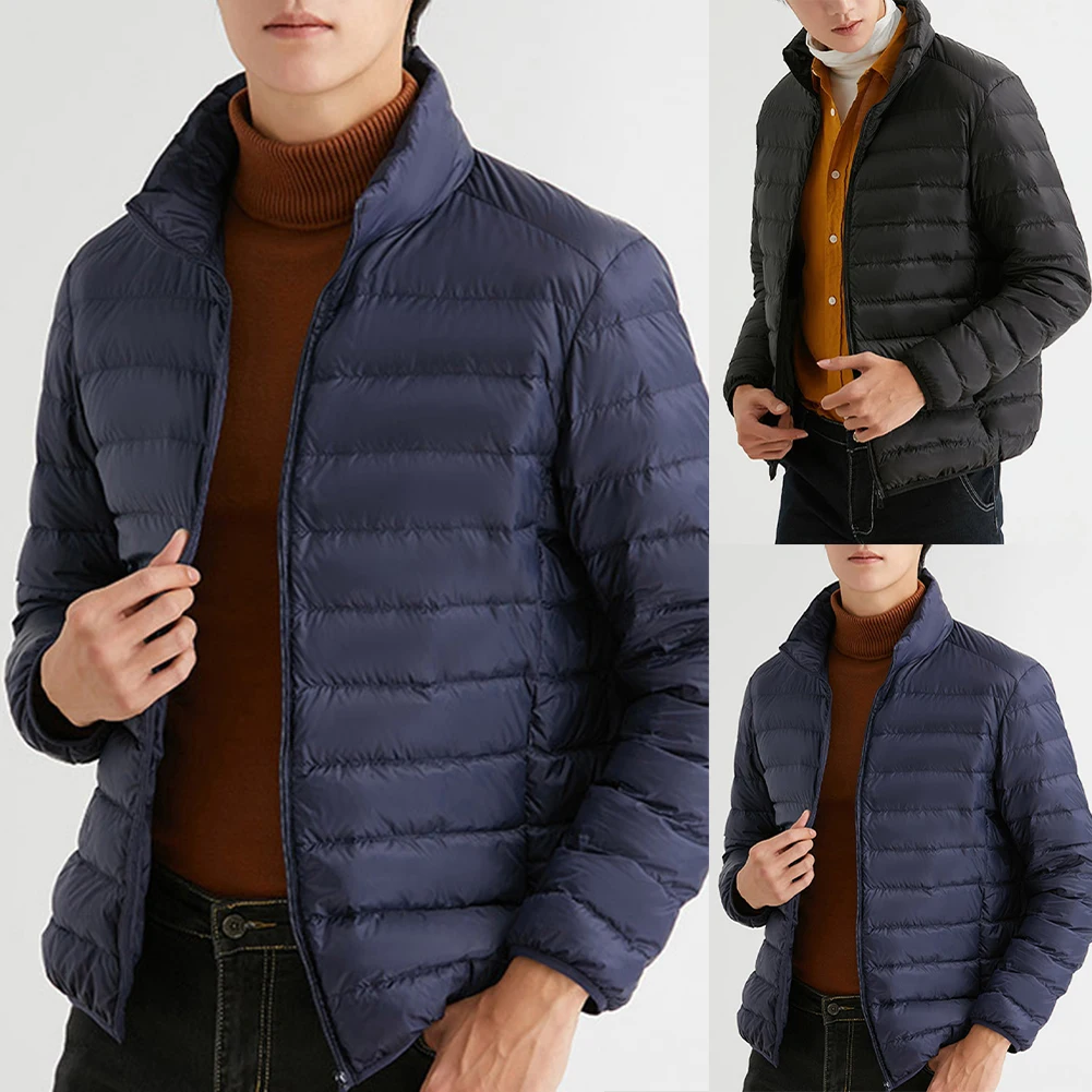 معطف رجالي بياقة واقفة خفيف الوزن من القطن مقاس كبير، ملابس خارجية مناسبة للأنشطة اليومية والخارجية غير الرسمية