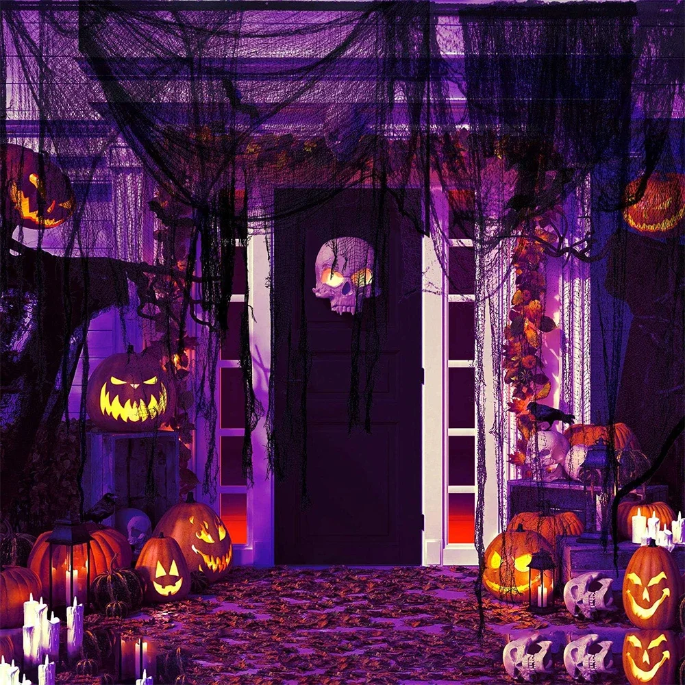 Halloween-Dekoration, gruseliger Stoff, gruselig, weiß, schwarz, Gaze-Stoff, Horrorhaus, Fenster, Türabdeckung, Requisiten, gruselige Party-Dekoration, Gastgeschenke – Detail 16