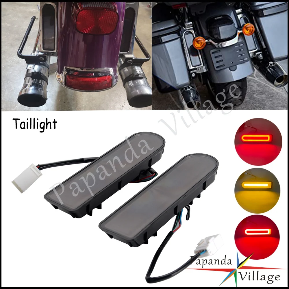 LED Rear Taillight for Harley Road King Ultra Limited Electra Glide 14-22 Saddlebag Filler Inserts Support Run Brake Tail Lights